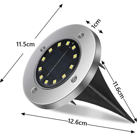 ZOLGINAH 12LED Lampe Solaire Extérieur, 4pcs Luminaire Jardin Au Sol Eclairage IP65 Lampe Solaire Spot Encastrable Pour Chemin Terrasse Cour Souterraine (1/5)