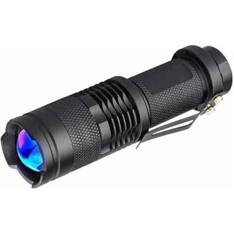 Lampe Torche UV 365nm Lampe de Poche Ultraviolette LED Lumière Noire Zoomable pour Détecteur D'argent Vérification des Documents Chasse Scorpions Rock Art Photographie,de (1/4)