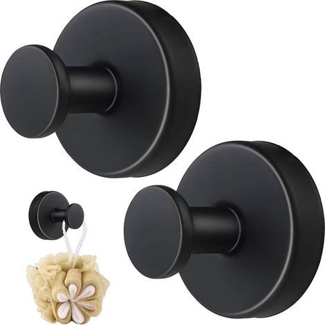 No-drill hooks, 2 improved 2025 model suction cup hooks, stainless steel suction cup hooks, suitable for shower areas and bathrooms, can hang towels, can be installed on glass shower doors and tiles ( (1/4)