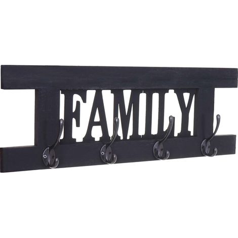 Garderobe murale HHG-987 Family, planche vestiaire, style shabby chic, vintage 60x21cm, gris foncé