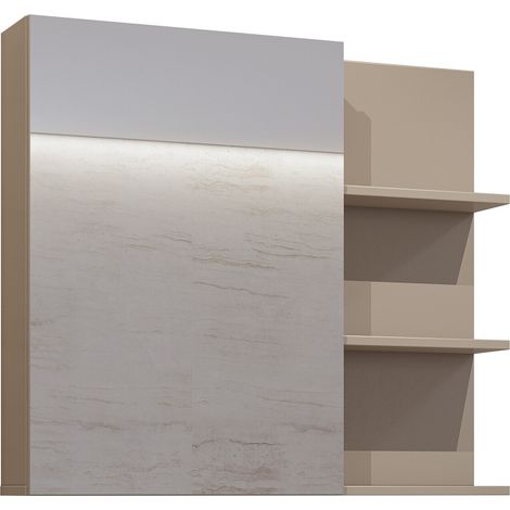 Mueble para baño con espejo Tecavu 102, Congo, Montada en la pared, Número de puertas: 0, 71x78x18cm, MDF, Aglomerado laminado, Número de cajones: 0