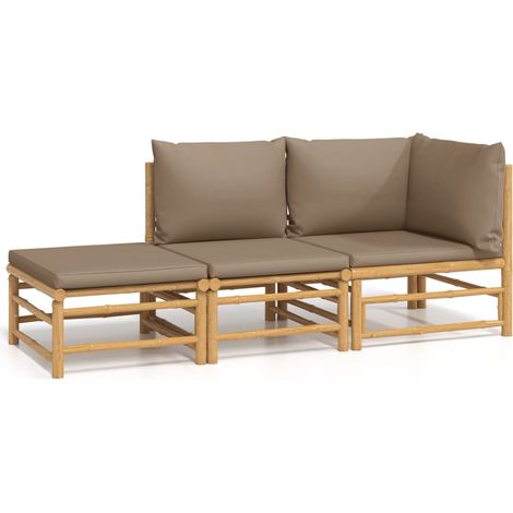 Maison Exclusive - 3-tlg. Garten-Lounge-Set mit Taupe Kissen Bamb