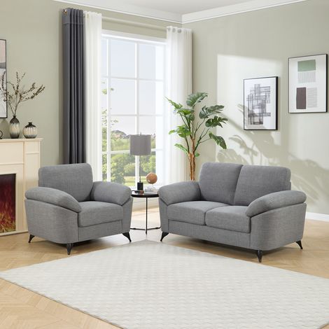 MALMO MODERN SCANDI STYLE FABRIC LIVING ROOM 1+2 SEATER SOFA SET GREY (1/5)