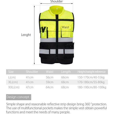 Hochsichtbare, reflektierende Sicherheitsweste mit Vordertaschen, ultraleichte Sicherheitsjacke für Bauarbeiter und Radfahrer (1/5)