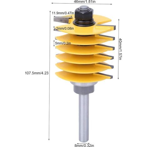 Fresa per giunzioni a tenone per la lavorazione del legno con gambo da 8 mm (1/4)