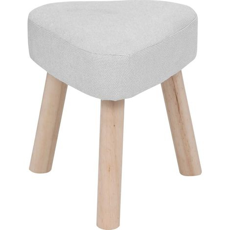 Atmosphera – Tabouret d'appoint ivoire 32x32cm – Hauteur 36cm – Rembourrage mousse PU et panneau de fibres – Pieds en bois de pin