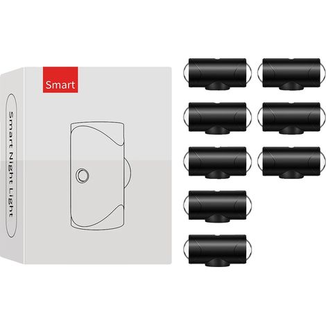 8 luces nocturnas recargables con sensor de movimiento, que cambian de color, color negro. (1/2)
