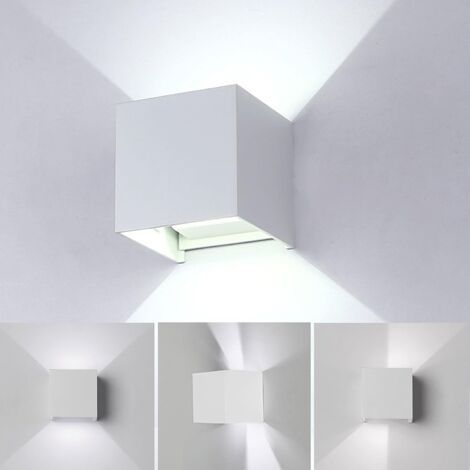 royaluxe- 12W Applique Murale Led Blanc Lampe Murale Carrée D'Intérieur Applique Murale Aluminium Moderne Pour Chambre À Coucher, Cuisine, Blanc Froid (1/4)