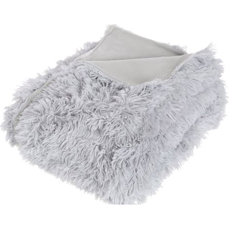 Atmosphera – Plaid en fausse fourrure grise 120x160 cm – Tissu 100% polyester – Résistant à l'usure et aux déchirures – Pour protection surfaces