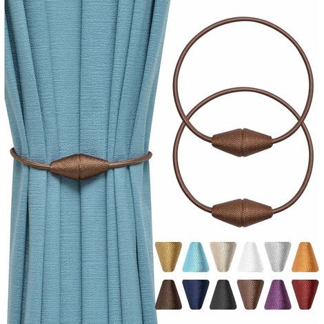 2 Pack (Light Coffee) Handmade Woven Rope Magnetic Curtain Tiebacks Practical and Decorative for Home and Office (1/5)