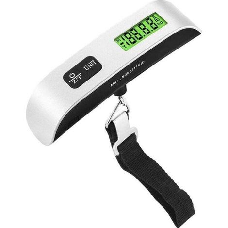 Elektronische Reisewaage, max. 50 kg – Hintergrundbeleuchtetes LCD-Display – Tara-Funktion und Temperaturmessung – Tragbar und leicht – 50 kg (1/5)