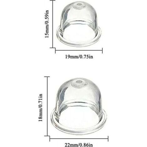 12 Stück Vergaser-Primerpumpen-Ballon 19 mm und 22 mm, Vergaserzubehör für Freischneider, Kettensäge, Laubbläser, Rasenmäher (1/4)