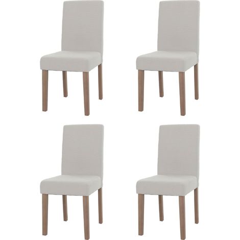 Set 4x sedie Littau tessuto bouclè soggiorno cucina sala da pranzo 90x42x50cm legno avorio (1/5)