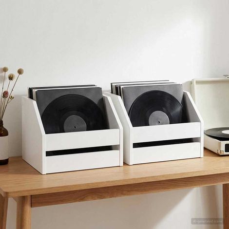 vidaXL Boîte d'albums vinyles 2 pc Blanc 38 x 30 x 29 cm (1/3)