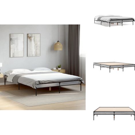 Cadre de lit sans matelas sonoma gris 140x190 cm - Cadre De Lit - Lit Double - Lit Sommier - Lit Design - Lit Moderne (1/5)