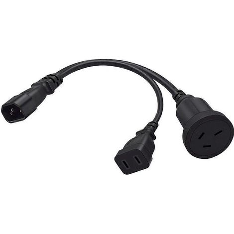 IEC320 C14 Stecker auf australische 3-polige und US-amerikanische 2-polige Buchse Adapterkabel 0,32 m