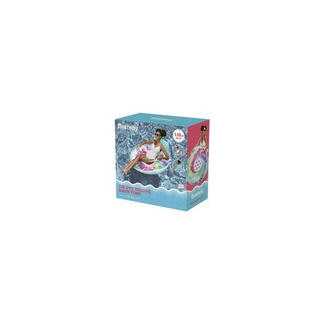 Tube flottant gonflable BESTWAY Tie-Dye Deluxe 100 kg appui-tête porte-gobelet