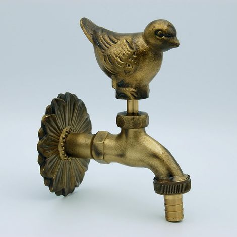 Robinet jardin décoratif 1/2 pouce motif colombe avec raccord tuyau, robinet déco jardin, robinet animal colombe - pour extérieur (1/5)