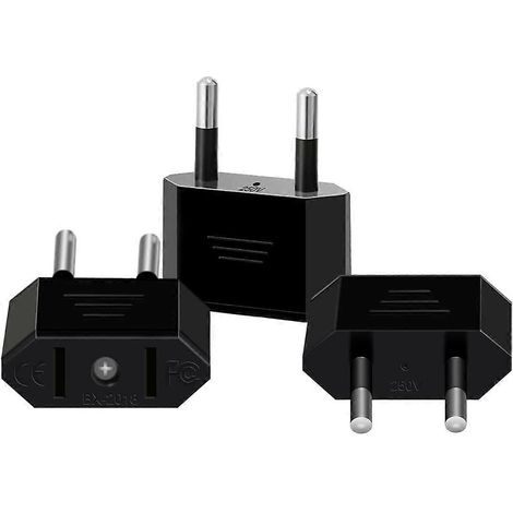 Adaptateur de prise USA vers France (lot de 3), adaptateur de prise USA vers prise européenne 2 broches pour appareils fonctionnant aux États-Unis (France, Allemagne, Espagne). (1/5)