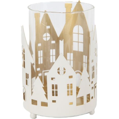 TrendLine Deko Windlicht Metall Ø 9 x 13 cm weiß