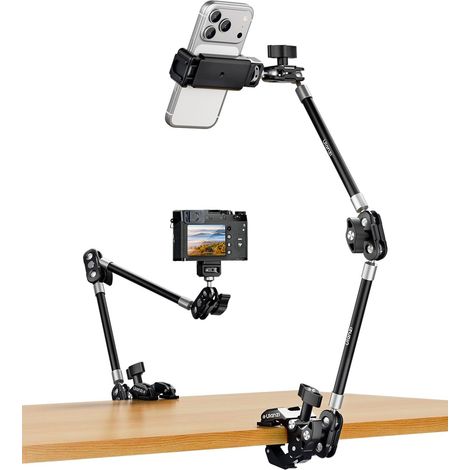CO78 Bras Magiques à Super Clamp avec Rotule 360°, Trépied à Pince avec Positionnement 1/4" & Arri, Support de Téléphone avec Sabot Froide & Filetage 1/4" pour iPhone/Lampe/Caméras d'action (1/5)
