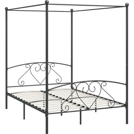 Maison Exclusive - Himmelbett-Gestell Grau Metall 160 x 200 cm