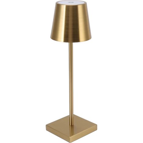 Lampe tactile LED moderne rechargeable, luminosité élevée, gradation, interrupteur tactile, lampe de table sans fil pour restaurant bar, dorée (1/5)