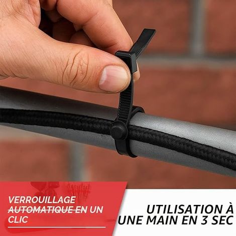 Serre Cable,Attaches Autobloquantes Universelles en Nylon Rivets en Plastique pour Réparation Automobile, Fixation Rapide et Trou (1/4)