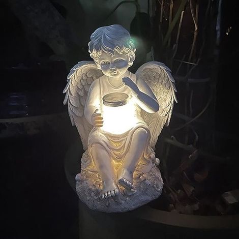 Feenengel-Figur mit Solarlicht – Gartendekoration aus Kunstharz – 14,5 x 15,5 x 20 cm (1/4)
