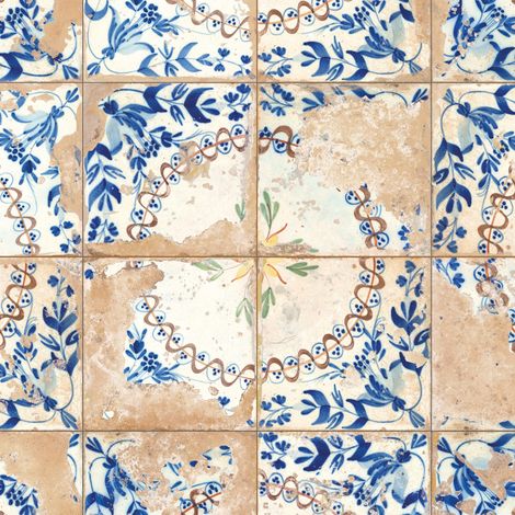 Carrelage Vintage Bleu Carthage 45x45x0,95 cm Solvera - Sol et mur intérieur (vendu par carton de 1 m²) - RO'MA CARRELAGE (1/4)