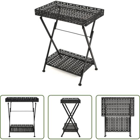 Klappbar - Beistelltisch Klappbar Vintage Metall 58 x 35 x 72 cm Schwarz (1/5)