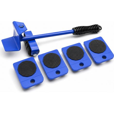 Kit di spostamento mobili 5 pezzi con leve in acciaio blu