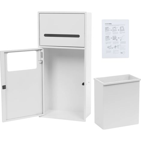 Poubelle, Acier Inoxydable, Design Gain de Place, BLANC (1/2)
