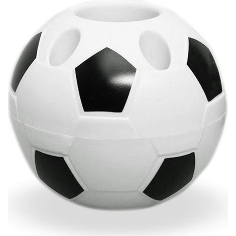 Porte-stylo design ballon de football, rangement bureau décoratif pour rentrée scolaire ou anniversaire (Noir-blanc) (1/4)