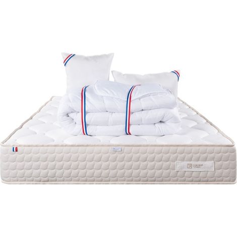 Matelas Sublime, 20 cm, mousse haute densité, ferme, face été/hiver + oreiller + couette, 140x190cm (1/4)