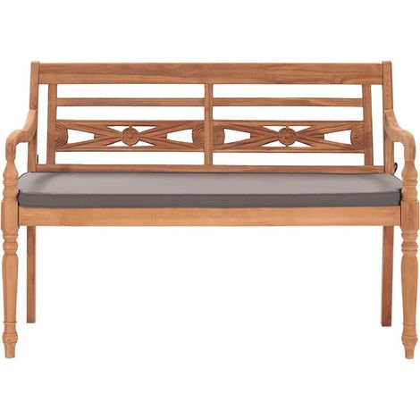 Maison Exclusive - Panca Batavia con Cuscino Grigio Scuro 120 cm Massello di Teak (1/5)