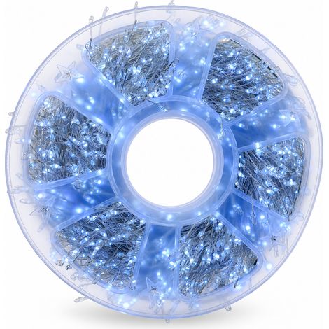 Guirlande Lumineuse LED de Noël Blanche, 300 LED sur Fil Argenté, Étanche à Piles pour Extérieur (1/5)