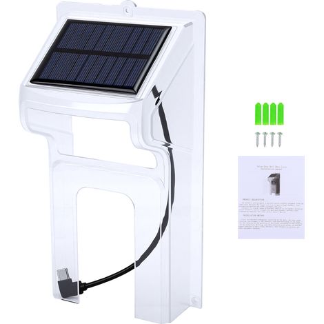 Sonnette solaire avec protection anti-pluie universelle, panneau intégré pour une alimentation continue, résistante aux intempéries et à la pluie, vidéo, facile à installer et transparente (1/5)