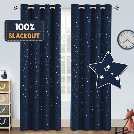 Rideaux occultants pour chambre à coucher – 2 panneaux 132 x 213 cm – Rideaux Twinkle Star à isolation thermique (1/4)