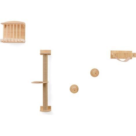 Arbre à chat accessoires muraux pour chat enseigne et etagères 37 x 24 x 112 cm avec griffoirs et hamac style naturel