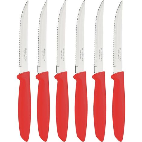 Tramontina Plenus set 6 coltelli bistecca rossi dentati