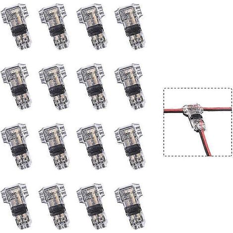 16pcs , No Soldering, No Stripping, 3 Way 2 Pin Compact T-tap Connector, Fits 24-20 Gauge Wire (1/5)