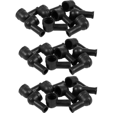 24 Stück 15 mm x 8 mm schwarze, pfeifenförmige PVC-Batteriepol-Isolierkappen (1/5)