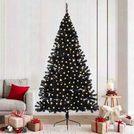 vidaXL Artificial Pre-lit Christmas Tree Black 210 cm PVC (1/5)