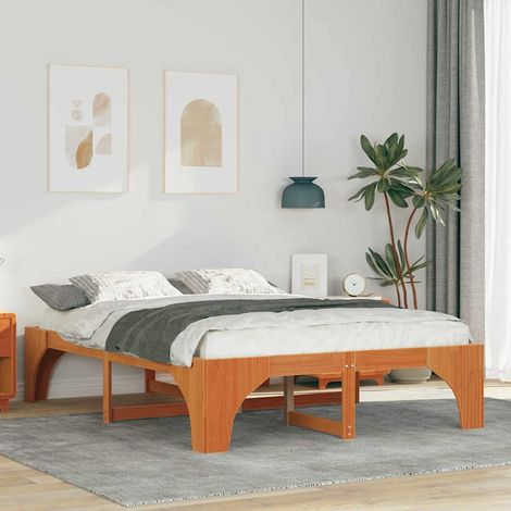 Estructura de cama Marrón 150 x 200 cm Madera de pino macizo vidaXL (1/5)