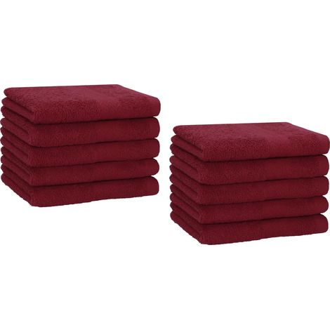 Ensemble de 10 serviettes de toilette Betz, 30 x 50 cm, PREMIUM, 100 % coton, coloris : rouge foncé (1/5)