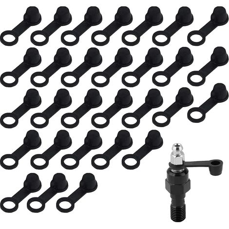 Cache Poussière de Bouchons de Freins,Bouchons de Vis de Purge de Freins,Capuchon de Graisse de Purge de Freins en Caoutchouc Noir,Universel pour Moto de Voitures,8 mm 30Pièces (1/5)