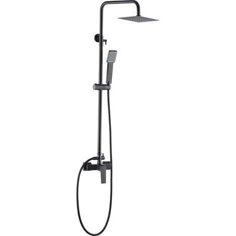 MICE - Conjunto columna de ducha - Barra de ducha monomando extensible de acero inoxidable con rociador y mango de ducha color Black Gun Metal (1/4)