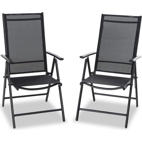 Phivilla – Chaises de jardin pliantes et inclinables – Aluminium revêtu – 6 positions réglables – Résistantes aux UV et à l'eau – 2 chaises empilables