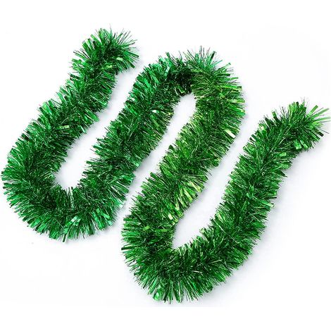 Lot de 3 guirlandes Noël métalliques scintillantes vertes, 2 m, pour sapin ou couronne (1/4)
